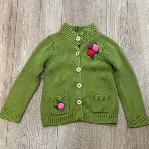 Maggie & Zoe Green Kids Cardigan with Pink Floral Details
